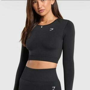 Black Long Sleeve Crop Top